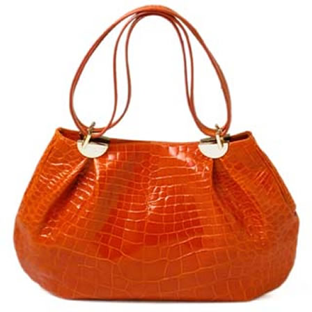 Orange crocodile leather handbag